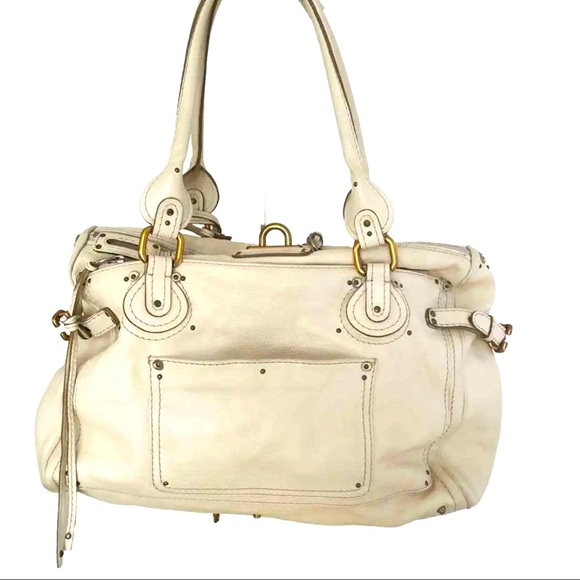Chloe Tote Boston Bag Shoulder Bag Leather Ivory women's made in Italy 🇮🇹 - Picture 3 of 9